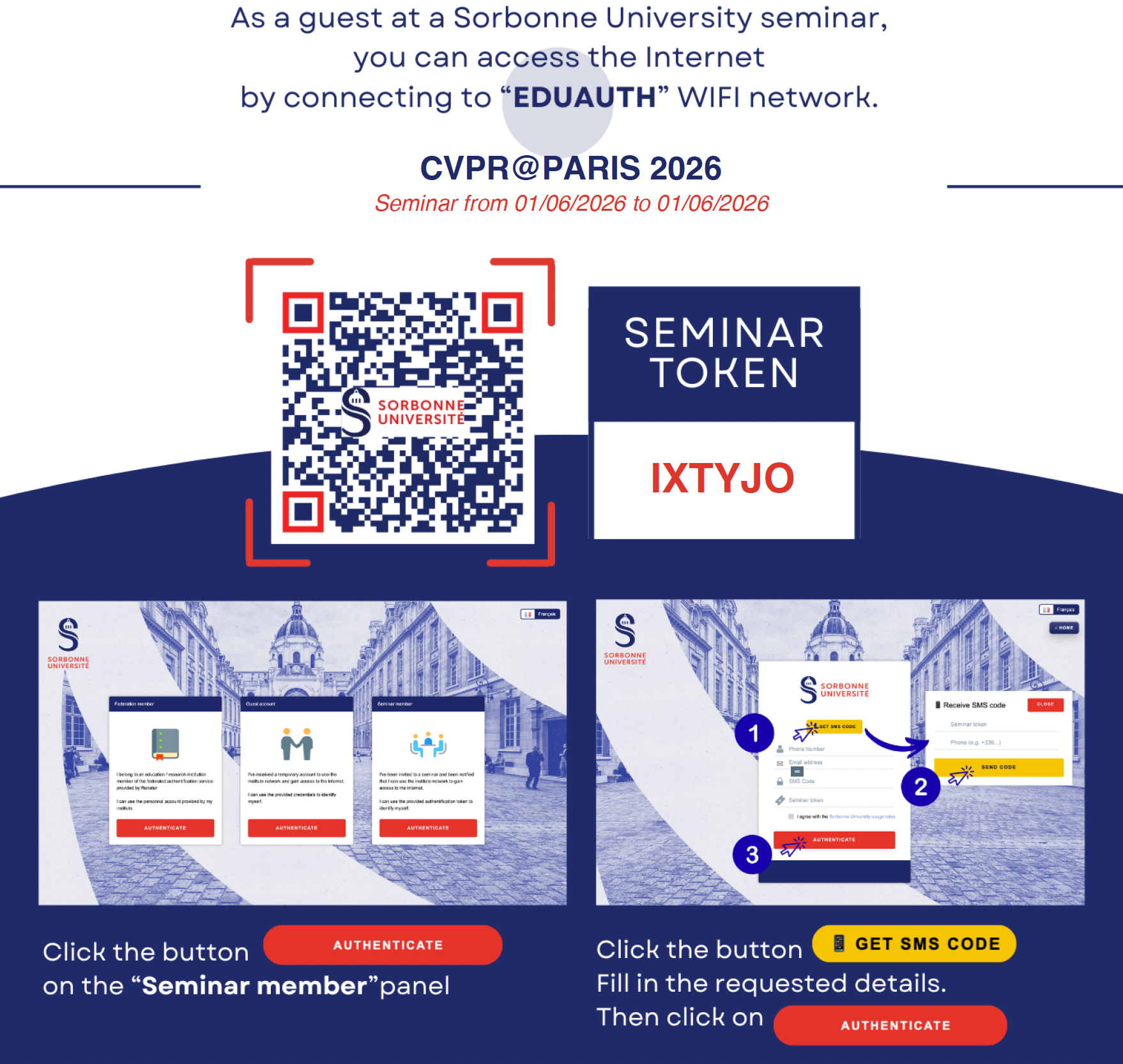 WiFi connection instructions for CVPR@Paris 2026